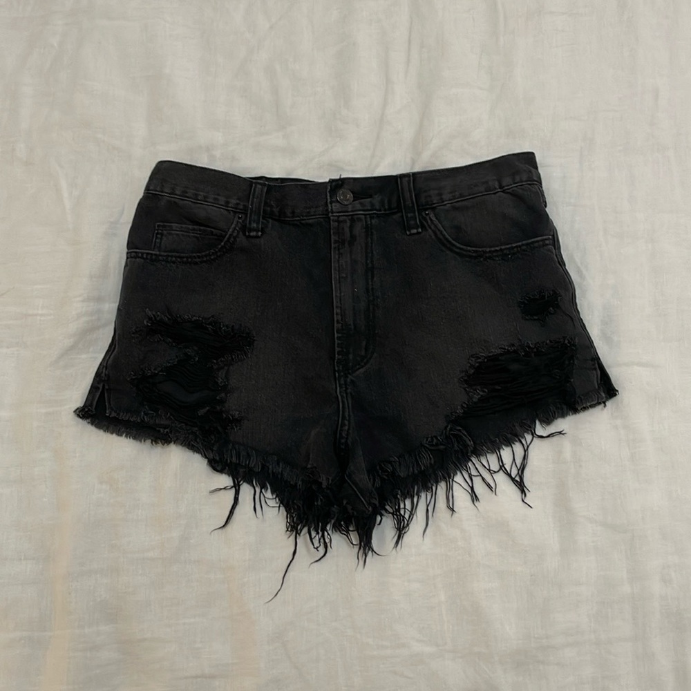A&F Distressed Black Shorts